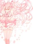  bad_id bad_pixiv_id bow closed_eyes detached_sleeves floating_hair hair_bow hatsune_miku highres kurono_kito long_hair pink pink_hair sakura_miku simple_background skirt smile solo thighhighs twintails very_long_hair vocaloid white_background 