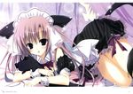  :o absurdres animal_ears cat cat_ears curtains detached_sleeves highres himawari_no_kyoukai_to_nagai_natsuyasumi huge_filesize inugami_kira long_hair maid maid_headdress natsusaki_yomi pink_hair purple_eyes wrist_cuffs 