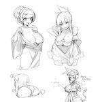  animal_ears areola_slip areolae ass breasts cleavage collage cow_ears cow_girl cow_horns cow_tail greyscale horns lactation lactation_through_clothes large_breasts monochrome multiple_girls naso4 sagging_breasts tail 