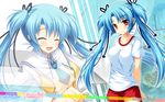  asa_project blue_hair gym_uniform hitotsu_tobashi_ren&#039;ai long_hair seifuku sonohara_aori tagme_(artist) twintails 