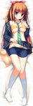  :o absurdres between_breasts bike_shorts blazer bra breasts covered_nipples dakimakura full_body green_neckwear highres huge_filesize jacket kanekiyo_miwa kneehighs kurano_kun_chi_no_futago_jijou kurano_mikoto large_breasts long_hair lying mole mole_on_breast necktie necktie_between_breasts off_shoulder on_back one_side_up orange_hair panties purple_eyes school_uniform see-through skirt skirt_lift solo striped striped_bra striped_neckwear thigh_gap underwear undressing white_legwear yellow_bra 