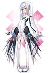  absurdres bad_id bad_pixiv_id boots code:_battle_seraph_(elsword) elsword eve_(elsword) flat_chest full_body grey_hair highres long_hair long_sleeves open_clothes open_skirt pigeon-toed pink_background sheltea sidelocks simple_background skirt solo standing thigh_boots thighhighs twintails two-tone_background white_background white_hair white_legwear yellow_eyes 
