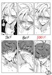  2boys 302 blush covering_mouth dated eyes_closed greyscale hand_over_own_mouth heart hypnosis_mic implied_sex izanami_hifumi kannonzaka_doppo male_focus monochrome multiple_boys orgasm signature spoken_heart torogao yaoi 