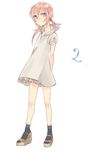  blue_eyes crossdressing dress inazuma_eleven_(series) inazuma_eleven_go kirino_ranmaru long_hair male_focus pink_hair platform_footwear shino_(syllable) simple_background solo standing twintails white_background 