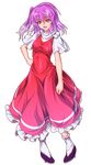  alphes_(style) dress full_body hand_on_hip highres open_mouth parody pink_hair red_eyes sara_(touhou) shoes short_sleeves side_ponytail smile solo style_parody tachi-e touhou touhou_(pc-98) transparent_background zephid 