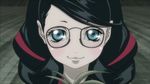  1girl animated animated_gif bayonetta bayonetta:_bloody_fate black_hair blue_eyes cereza glasses lowres smile 