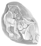  after_sex animal bestiality blush breasts caracol closed_eyes cross cross_necklace cuddling cum cum_in_pussy cumdrip dog garter_straps greyscale hetero horn jewelry large_breasts long_hair monochrome necklace nipples nude queen's_blade queen's_blade_rebellion sigui_(queen's_blade) sitting smile thighhighs white_background wolf 