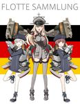  bad_id bad_pixiv_id bismarck_(kantai_collection) blonde_hair blue_eyes blush boots breasts brown_eyes brown_gloves brown_hair cannon clothes_writing detached_sleeves engiyoshi flag_background german german_flag gloves grey_footwear grey_legwear hat highres kantai_collection large_breasts long_hair looking_at_viewer multiple_girls one_eye_closed open_mouth peaked_cap sailor_collar sailor_hat short_hair thighhighs translated z1_leberecht_maass_(kantai_collection) z3_max_schultz_(kantai_collection) 