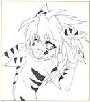  bad_id bad_pixiv_id flat_chest fuurin_rei highres long_hair looking_at_viewer monochrome nude original shikishi smile solo tomoyan_(nyakkoya) v 
