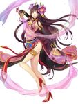  absurdres brown_eyes brown_hair diao_chan fan folding_fan highres long_hair shin_sangoku_musou solo very_long_hair 