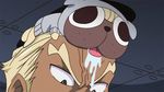  1boy animal animal_on_head animated animated_gif blonde_hair dog drooling gamagoori_ira guts_(kill_la_kill) kill_la_kill looking_down saliva 