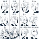  angry blood chart clenched_hand crying crying_with_eyes_open expressionless expressions gloves hair_ornament hetza_(hellshock) kantai_collection looking_at_viewer looking_down monochrome multiple_views neck_ribbon ponytail punching ribbon school_uniform shiranui_(kantai_collection) short_hair short_ponytail smile smirk sneer surprised sweat tears translated 