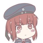  blush brown_eyes brown_hair chibi clothes_writing gyate_gyate hat kantai_collection short_hair tokiaki z3_max_schultz_(kantai_collection) 