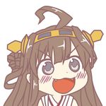  :3 :d ahoge blue_eyes blush chibi fangs gyate_gyate hairband kantai_collection kongou_(kantai_collection) long_hair open_mouth smile solo tokiaki v-shaped_eyebrows 