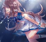  bad_id bad_pixiv_id blue_hair brown_hair dress ekki long_hair mukaido_manaka nagi_no_asukara sailor_dress school_uniform serafuku underwater 