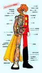  blue_eyes boots brain brown_hair clenched_hand cross_section cyborg cyborg_009 fist oldschool scarf shimamura_joe solo text x-ray 