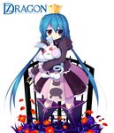  7th_dragon 7th_dragon_(series) blue_hair crown dress flower long_hair momomeno_(7th_dragon) princess_(7th_dragon) solo stuffed_animal stuffed_bunny stuffed_toy twintails 
