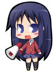  :3 blue_eyes blue_hair blush chibi kanou_sumire long_hair lowres megaphone oohashi_high_school_uniform pac-man_eyes school_uniform skirt smile solo suntail toradora! 