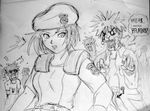  beret hat jill_valentine monochrome resident_evil surprise surprised zombie 