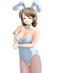  animal_ears arisaka_chihiro bad_id bad_pixiv_id brown_hair bunny_ears bunnysuit closed_eyes genderswap genderswap_(mtf) koizumi_itsuki_(female) pantyhose short_hair solo suzumiya_haruhi_no_yuuutsu 