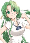  adjusting_hair artist_request green_eyes green_hair higurashi_no_naku_koro_ni long_hair non-web_source solo sonozaki_shion 