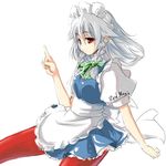  hairband izayoi_sakuya lowres pantyhose red_eyes ribbon short_hair silver_hair solo tajima_yuuki touhou 