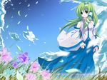  bad_id bad_pixiv_id flower green_hair kochiya_sanae long_hair sky solo touhou yuzuhara902 