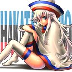  aqua_eyes bad_id bad_pixiv_id feet hakata-san hat kayu long_hair original solo thighhighs white_hair 