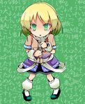  :&lt; angry blonde_hair chibi frown green_eyes maiku mizuhashi_parsee pigeon-toed solo teardrop tears touhou translation_request wall_of_text waraningyou 