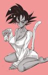  barefoot breasts can cleavage dark_skin dragon_ball female naked_sweater saiyan solo sweater tail 