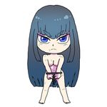  blue_eyes breasts chibi cleavage cuffs handcuffs kill_la_kill kiryuuin_satsuki large_breasts long_hair nude scratches solo uri_(uryu002) 