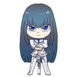  blue_eyes chibi hands_on_hilt kill_la_kill kiryuuin_satsuki long_hair solo sword uniform uri_(uryu002) weapon 