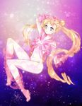  arm_up bad_id bad_pixiv_id bare_legs bishoujo_senshi_sailor_moon blonde_hair blue_eyes brooch full_body henshin jewelry katou_sami light_particles long_hair naked_ribbon nude purple_background ribbon solo sparkle tsukino_usagi twintails 