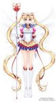  artist_name bishoujo_senshi_sailor_moon blonde_hair blue_eyes blue_sailor_collar boots brooch choker crescent double_bun elbow_gloves eternal_sailor_moon eternal_tiare facial_mark forehead_mark full_body gloves hair_ornament hairpin jewelry knee_boots layered_skirt long_hair magical_girl pleated_skirt red_choker sailor_collar sailor_moon sailor_senshi_uniform shainea skirt solo staff standing tsukino_usagi twintails watermark web_address white_background white_footwear white_gloves 