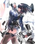  black_hair black_legwear breasts garter_straps gond kantai_collection large_breasts short_hair sketch solo takao_(kantai_collection) thighhighs uniform 