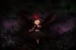  :d arm black_wings blonde_hair blouse bone character_name cross dark darkness evil evil_smile finger_to_mouth glowing gracehoo hair_ribbon horror_(theme) open_mouth pile_of_skulls red_eyes ribbon rumia short_hair skeleton skirt skull smile torn_clothes touhou vest weapon wings 