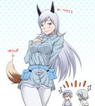  aila_jyrkiainen aila_jyrkiainen_(cosplay) animal_ears arm_behind_back blonde_hair blue_eyes blush blush_stickers breasts cosplay crossover dog_ears dog_tail eila_ilmatar_juutilainen eila_ilmatar_juutilainen_(cosplay) flower grey_eyes gundam gundam_build_fighters hat hiro_yoshinaka long_hair looking_at_viewer medium_breasts military military_uniform multiple_girls open_mouth pantyhose sanya_v_litvyak silver_hair strike_witches sweatdrop tail trait_connection uniform world_witches_series 