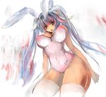  alternate_costume blue_hair breasts bunny_girl bunnysuit gond gradient_hair i-19_(kantai_collection) kantai_collection large_breasts long_hair multicolored_hair pink_hair red_eyes sketch solo thighhighs twintails white_legwear 
