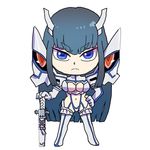  blue_eyes breasts chibi cleavage hand_on_hilt junketsu kill_la_kill kiryuuin_satsuki large_breasts long_hair navel solo sword uri_(uryu002) weapon 