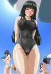  ass beach blush breasts curvy green_hair large_breasts mizugi_kanojo nipples sayaka_(mizugi_kanojo) swimsuit 