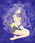  animal_ears back_bow bare_legs barefoot bishoujo_senshi_sailor_moon blue_eyes blush bow cat_ears cat_tail cosplay elbow_gloves gloves kago-s long_hair luna_(sailor_moon) luna_(sailor_moon)_(human) personification purple_hair sailor_senshi_costume sailor_senshi_uniform sitting smile solo tail wariza white_gloves yellow_bow 