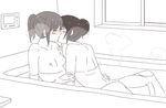  bad_id bad_pixiv_id bath bathtub blush breasts closed_eyes kiss miyapo monochrome multiple_girls nipples nude original shared_bathing short_hair small_breasts yuri 