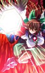 arm_cannon bow breasts brown_hair hair_bow highres large_breasts long_hair reiuji_utsuho solo third_eye touhou weapon wings yamu_(reverse_noise) 