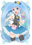  black_legwear blue_eyes blue_hair crown cure_princess hand_on_hip happinesscharge_precure! long_hair magical_girl open_mouth precure ratryu shirayuki_hime skirt solo thighhighs twintails very_long_hair 