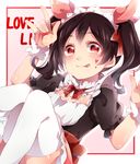  :p bad_id bad_pixiv_id black_hair blush bow copyright_name hair_bow heart heart-shaped_pupils highres kuromiwa-38 looking_at_viewer love_live! love_live!_school_idol_project maid maid_headdress mogyutto_&quot;love&quot;_de_sekkin_chuu! red_eyes solo symbol-shaped_pupils thighhighs tongue tongue_out twintails white_legwear yazawa_nico 