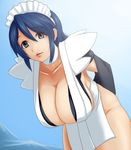  1girl blue_eyes breasts cleavage hanging_breasts iroha iroha_(samurai_spirits) large_breasts mafen maid maid_headdress samurai_spirits snk solo 