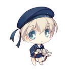  blue_eyes blush_stickers chibi clothes_writing dress gun hat kantai_collection md5_mismatch rei_(rei's_room) sailor_dress sailor_hat short_hair solo weapon white_background z1_leberecht_maass_(kantai_collection) 