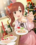  alcohol artist_request bell blouse bottle bow bowtie brown_eyes brown_hair cake candle chair champagne champagne_flute christmas christmas_ornaments christmas_tree cup drinking_glass feeding food frills hair_ribbon idolmaster idolmaster_cinderella_girls igarashi_kyouko indoors jewelry jpeg_artifacts lace lace-trimmed_ribbon long_hair looking_at_viewer merry_christmas official_art pendant plate ponytail pov_across_table pov_feeding ribbon room side_ponytail sitting skirt slice_of_cake smile solo table window 