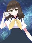  :&gt; brown_eyes brown_hair gatchaman_crowds highres ichinose_hajime nikitan_(niki) sky star star_(sky) starry_background starry_sky 