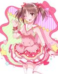  bad_id bad_pixiv_id bow brown_eyes brown_hair hair_bow idolmaster idolmaster_cinderella_girls imai_kana maruyama_(1201loli) open_mouth pink_background short_hair skirt twintails 